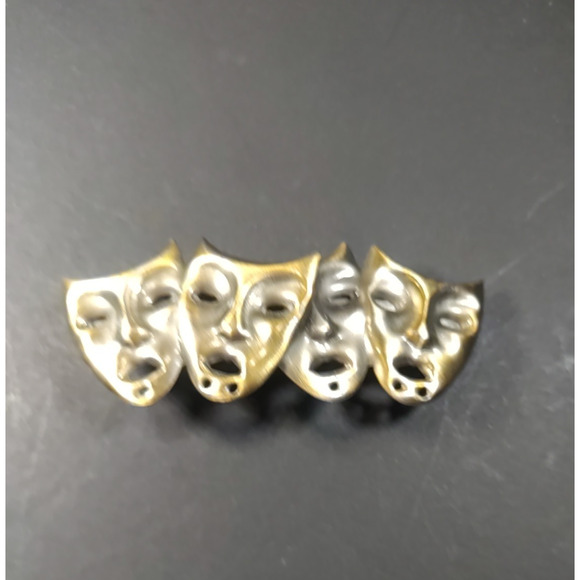 Hair Barrette Tension Clip Comedy Tragedy Copper Tone Art Theater New Orleans - Picture 2 of 4